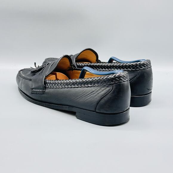 Allen Edmonds Shoes Mens 12 Black Leather Maxfield Kiltie Tassel Loafers Braided main image 10